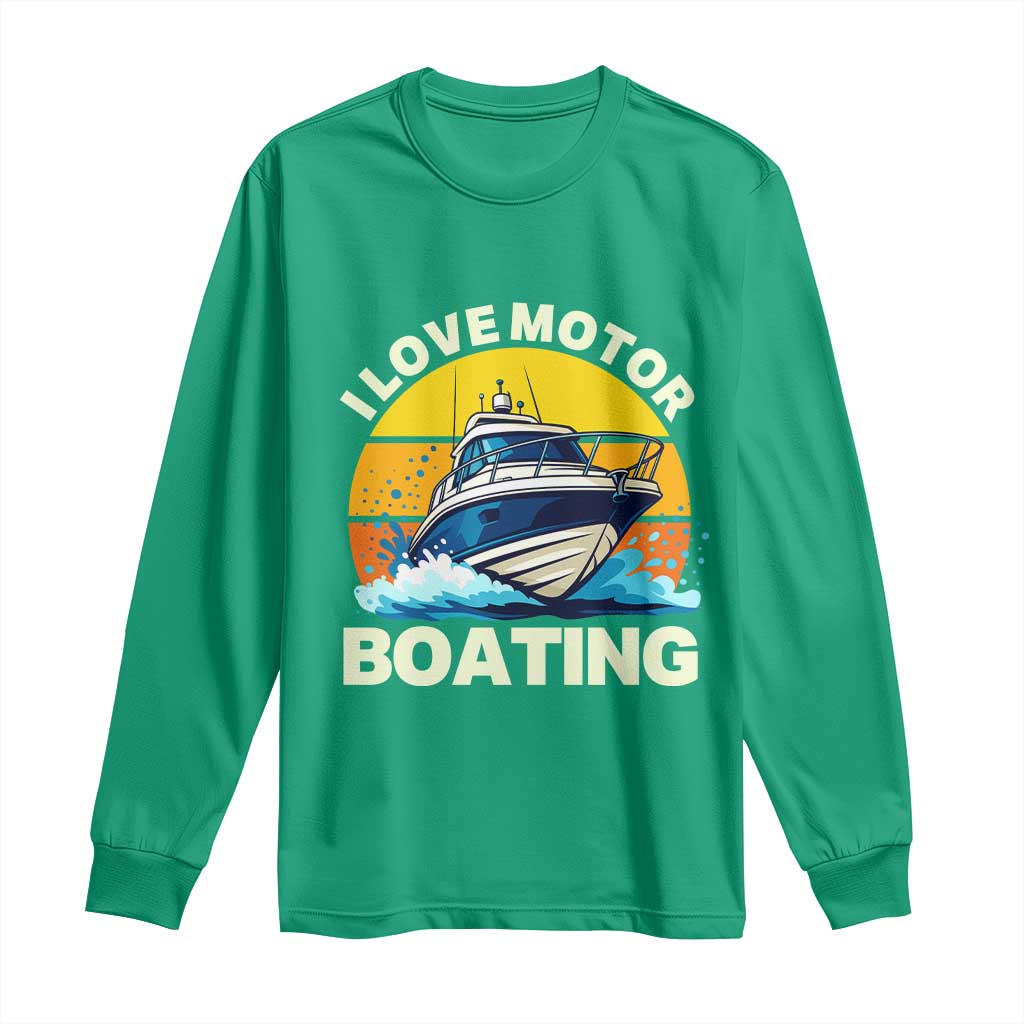 Funny Boater Long Sleeve Shirt I Love Motorboating - Wonder Print Shop