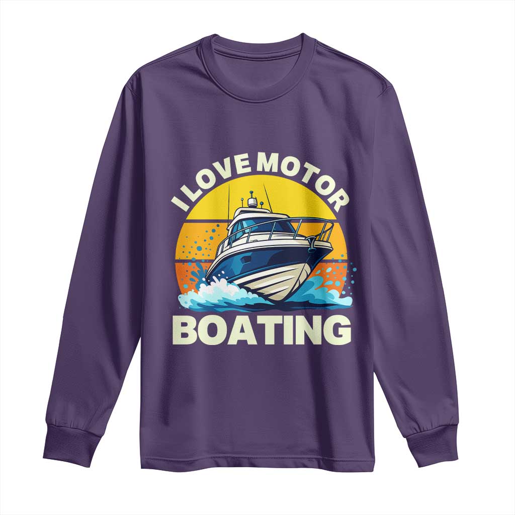 Funny Boater Long Sleeve Shirt I Love Motorboating - Wonder Print Shop