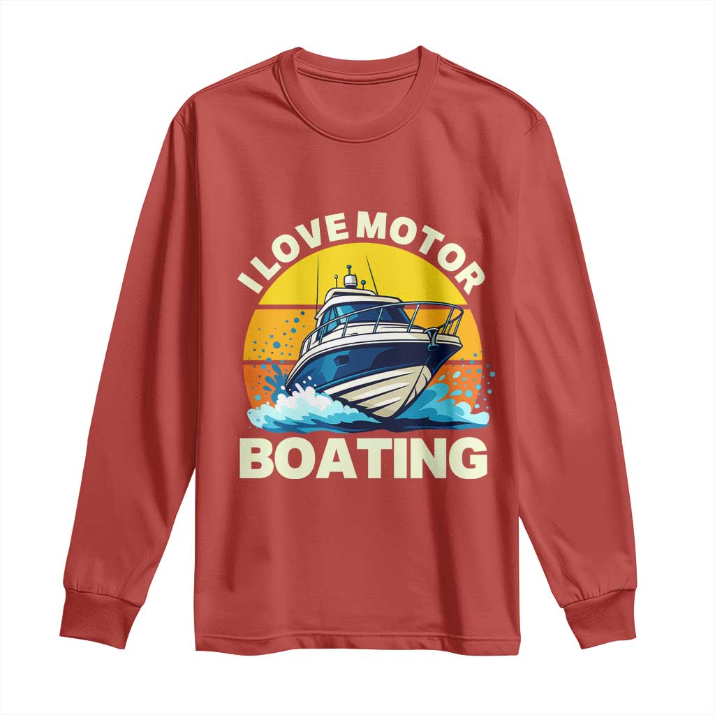 Funny Boater Long Sleeve Shirt I Love Motorboating - Wonder Print Shop