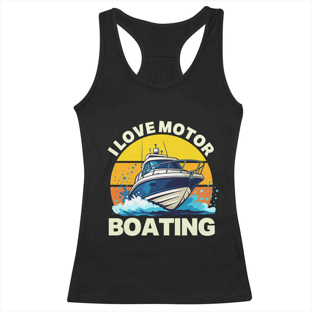 Funny Boater Racerback Tank Top I Love Motorboating - Wonder Print Shop