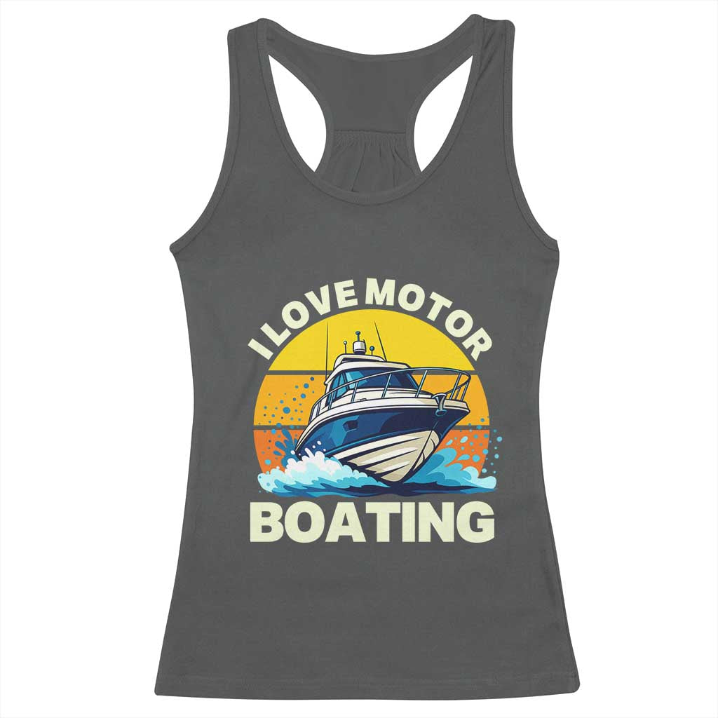 Funny Boater Racerback Tank Top I Love Motorboating - Wonder Print Shop