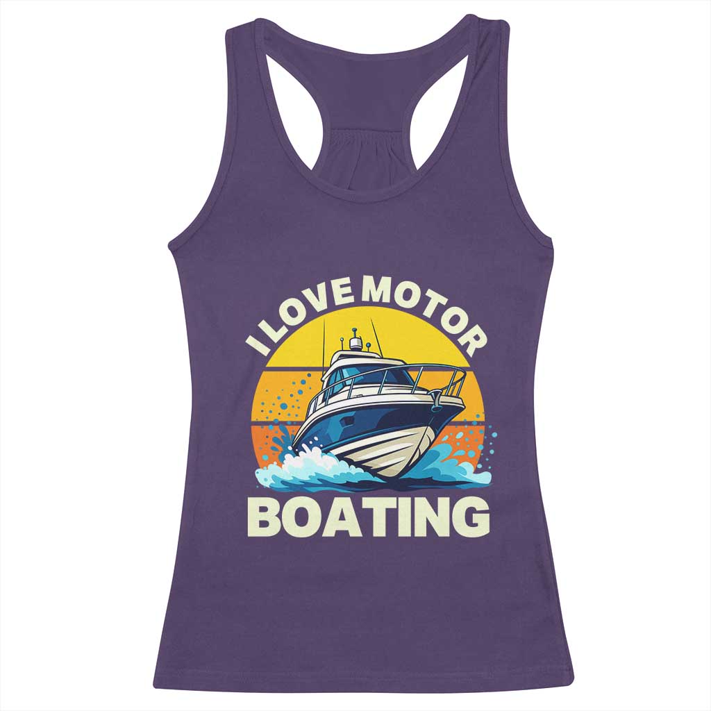 Funny Boater Racerback Tank Top I Love Motorboating - Wonder Print Shop