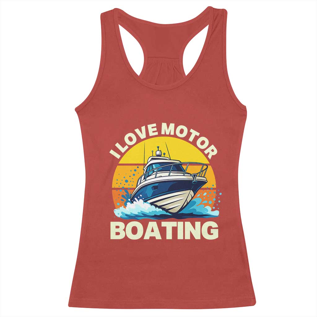Funny Boater Racerback Tank Top I Love Motorboating - Wonder Print Shop