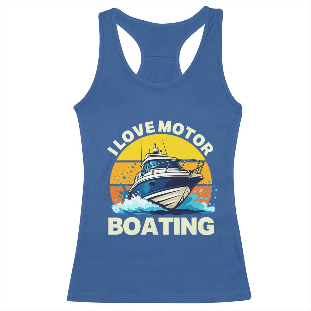 Funny Boater Racerback Tank Top I Love Motorboating - Wonder Print Shop