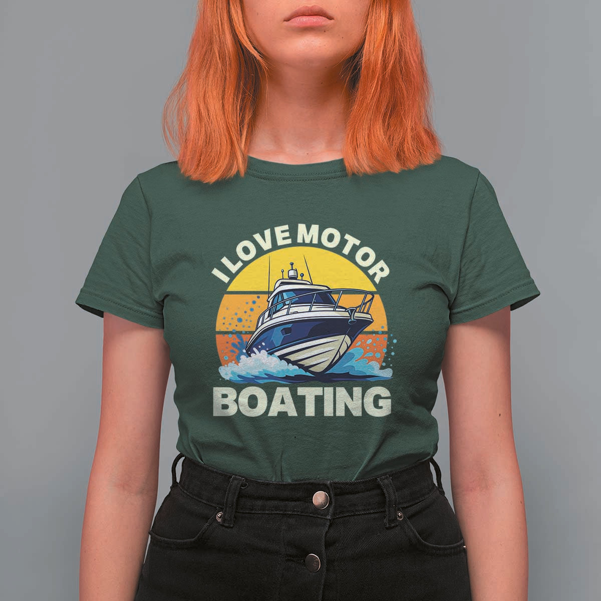 Funny Boater T Shirt For Women I Love Motorboating - Wonder Print Shop