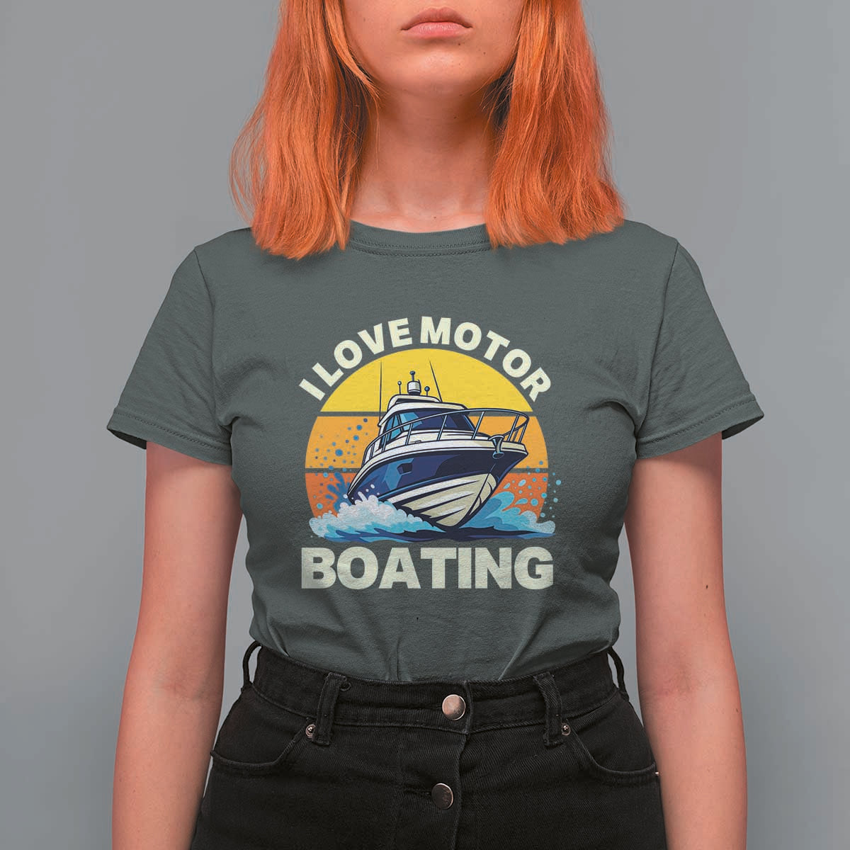 Funny Boater T Shirt For Women I Love Motorboating - Wonder Print Shop