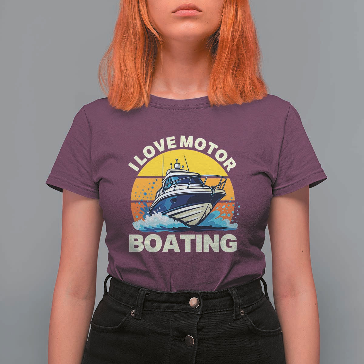 Funny Boater T Shirt For Women I Love Motorboating - Wonder Print Shop