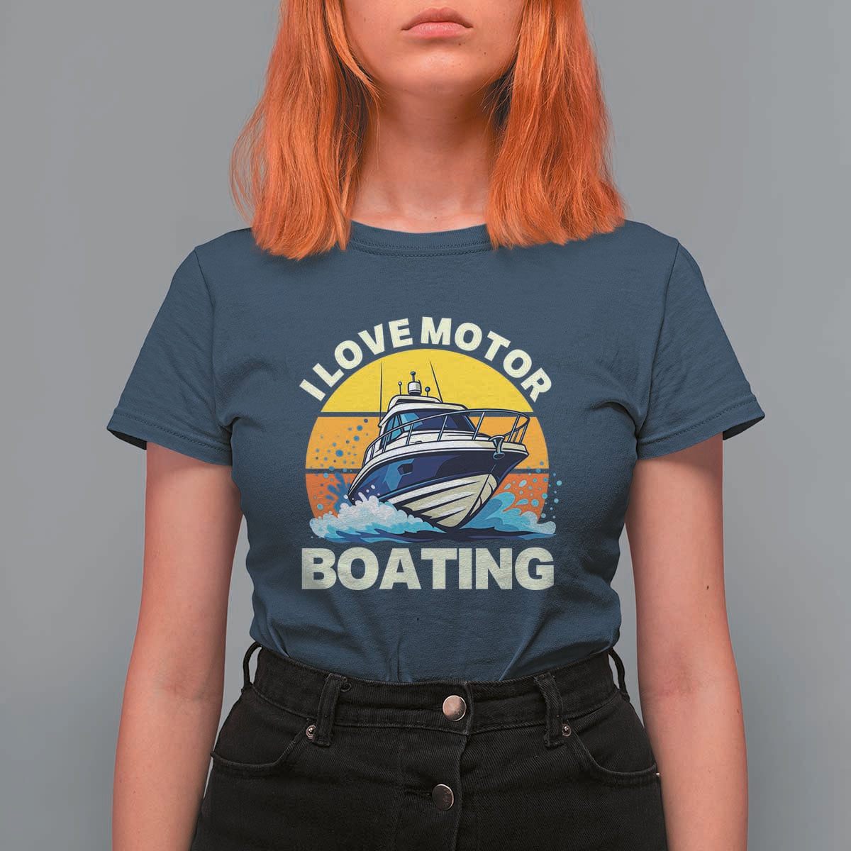 Funny Boater T Shirt For Women I Love Motorboating - Wonder Print Shop