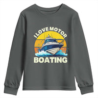 Funny Boater Youth Sweatshirt I Love Motorboating - Wonder Print Shop