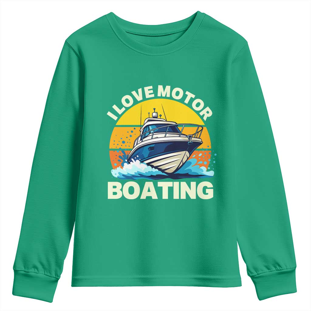 Funny Boater Youth Sweatshirt I Love Motorboating - Wonder Print Shop