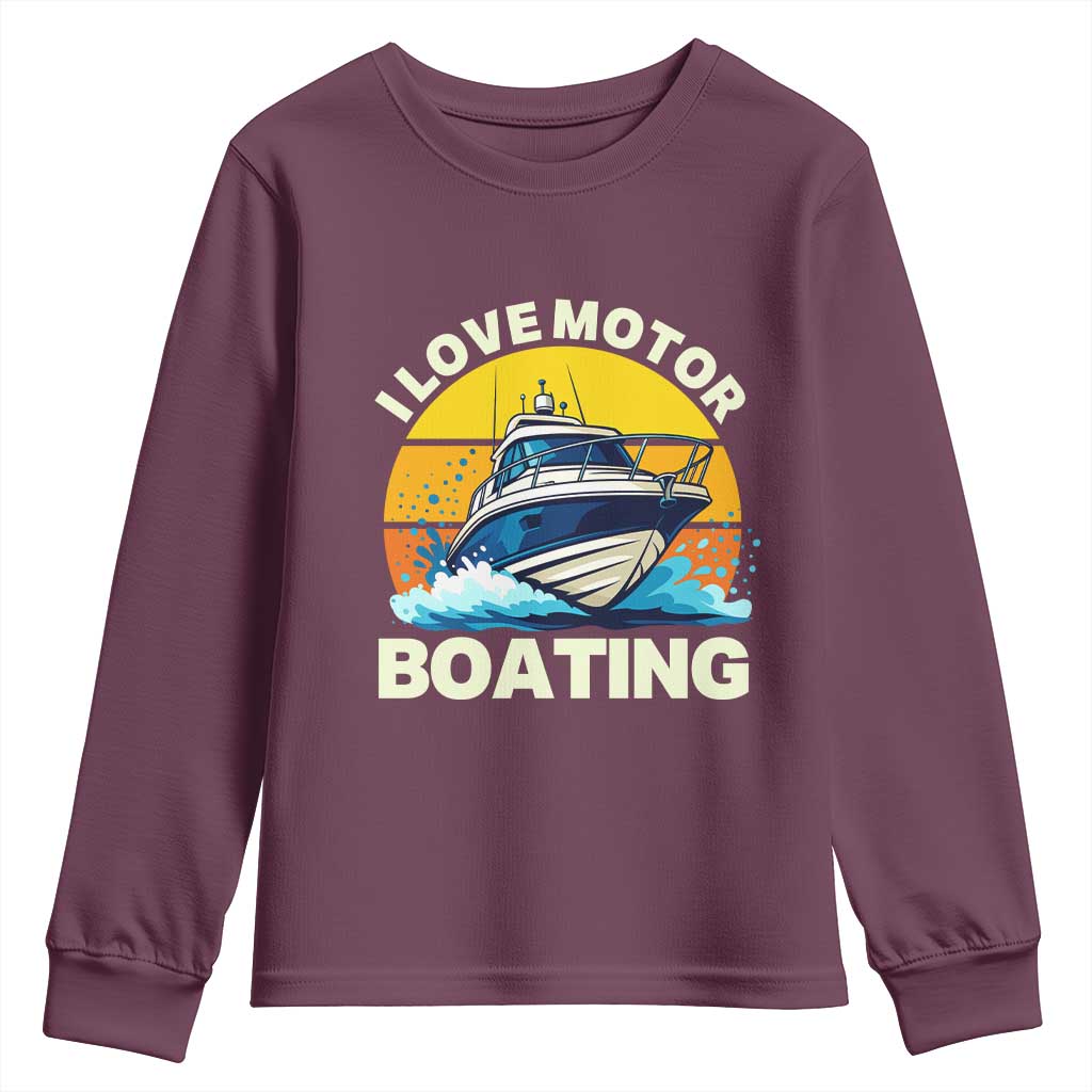 Funny Boater Youth Sweatshirt I Love Motorboating - Wonder Print Shop