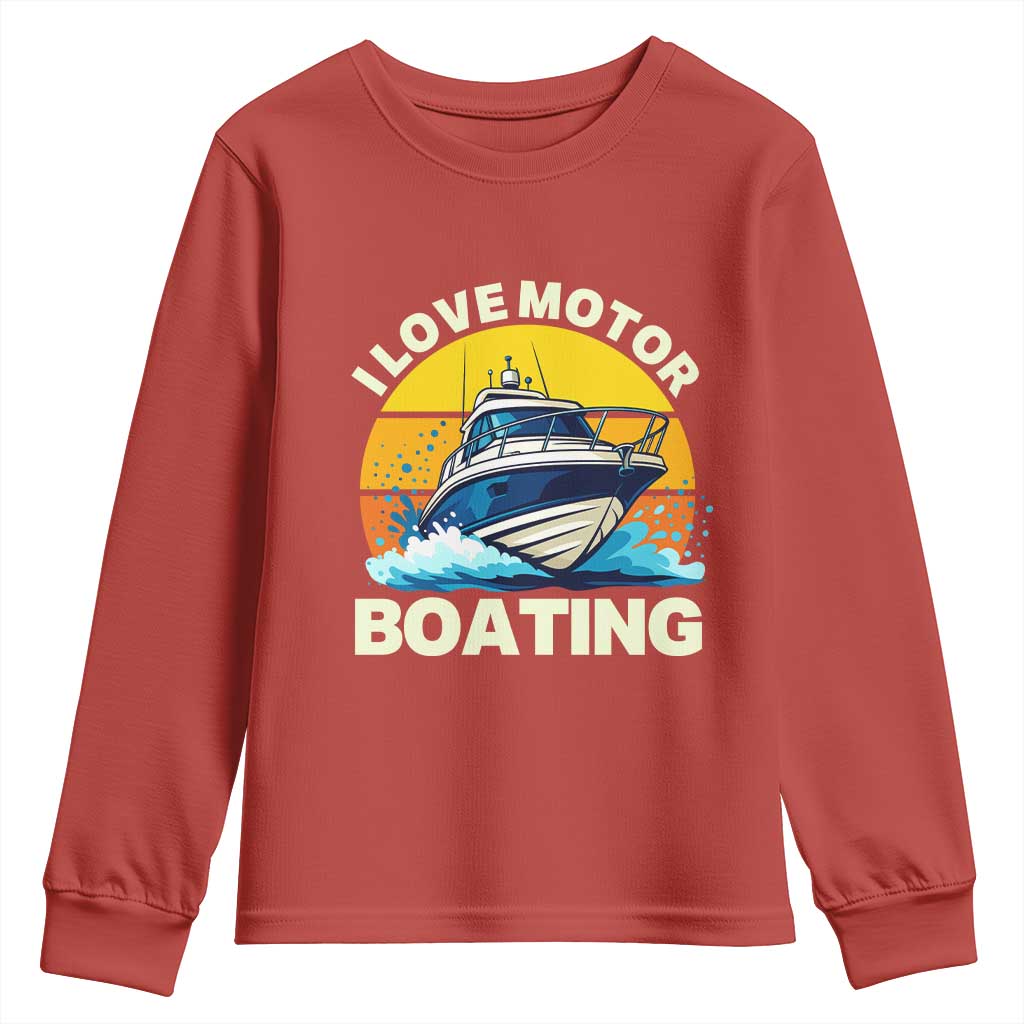 Funny Boater Youth Sweatshirt I Love Motorboating - Wonder Print Shop