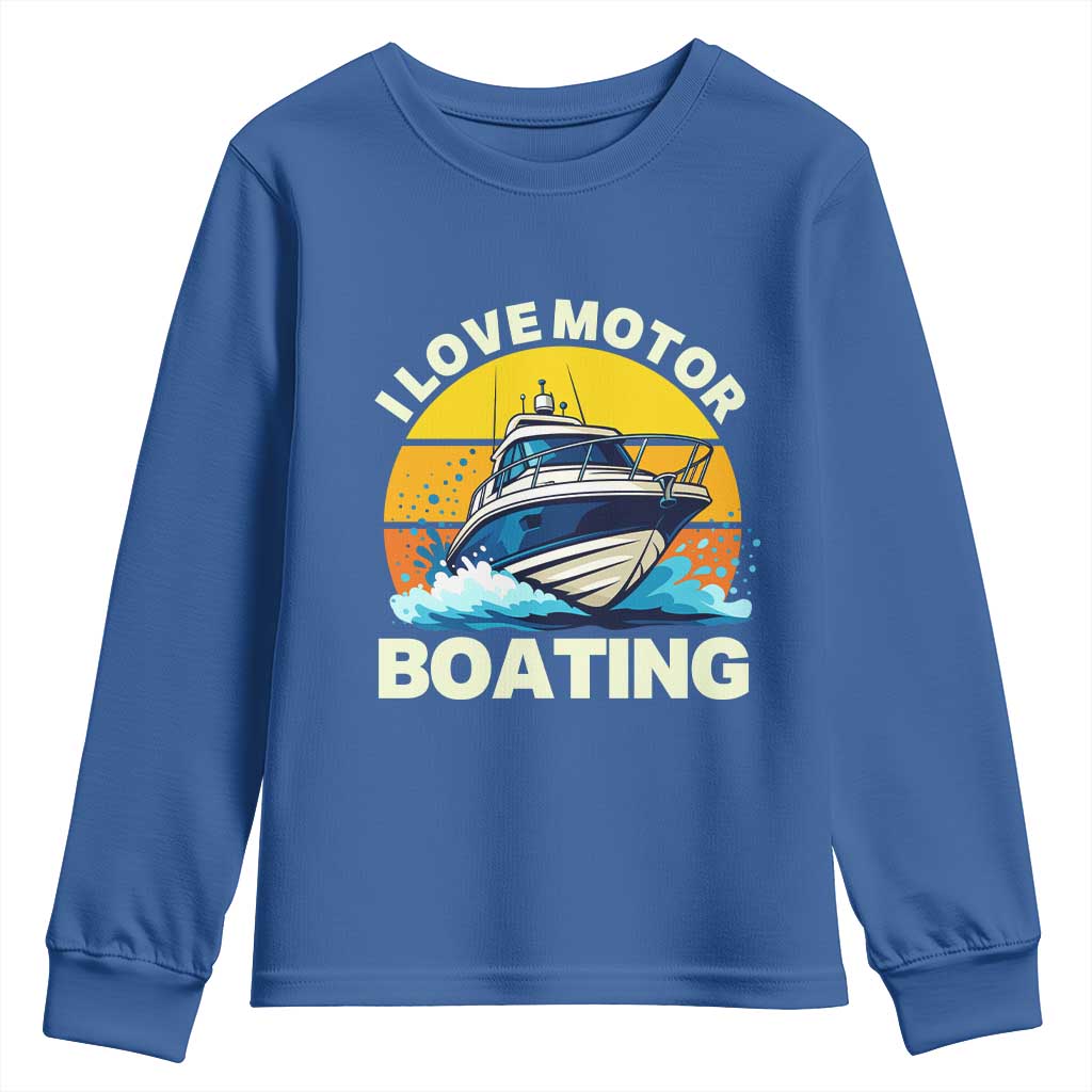 Funny Boater Youth Sweatshirt I Love Motorboating - Wonder Print Shop