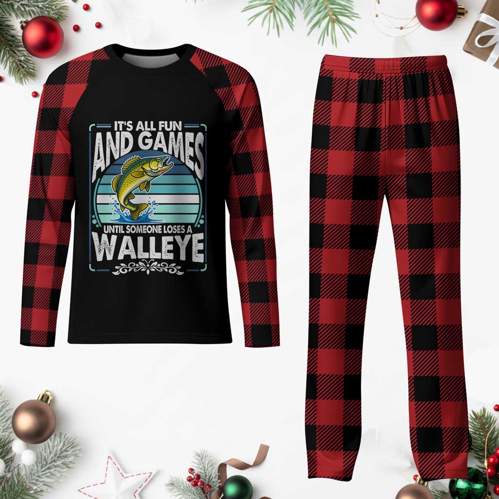 Funny Fishing Plaid Pajama Set It Is All Fun And Games Until Someone Loses A Walleye - Wonder Print Shop