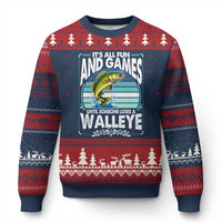 Funny Fishing Ugly Christmas Sweater It Is All Fun And Games Until Someone Loses A Walleye - Wonder Print Shop