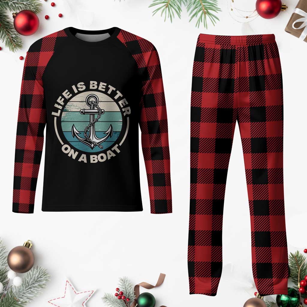 Funny Boating Plaid Pajama Set Life Is Better On A Boat - Wonder Print Shop