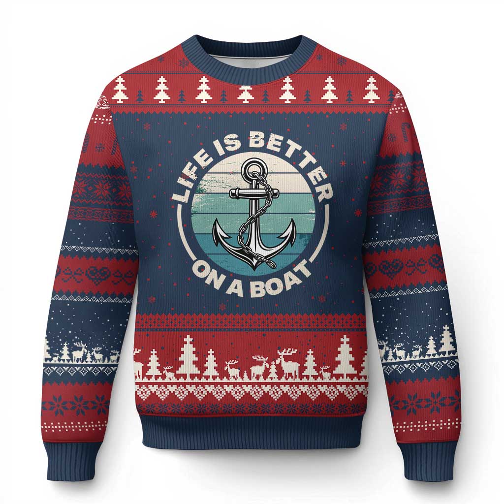 Funny Boating Ugly Christmas Sweater Life Is Better On A Boat - Wonder Print Shop