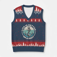 Funny Boating V-Neck Knit Sweater Vest Life Is Better On A Boat - Wonder Print Shop