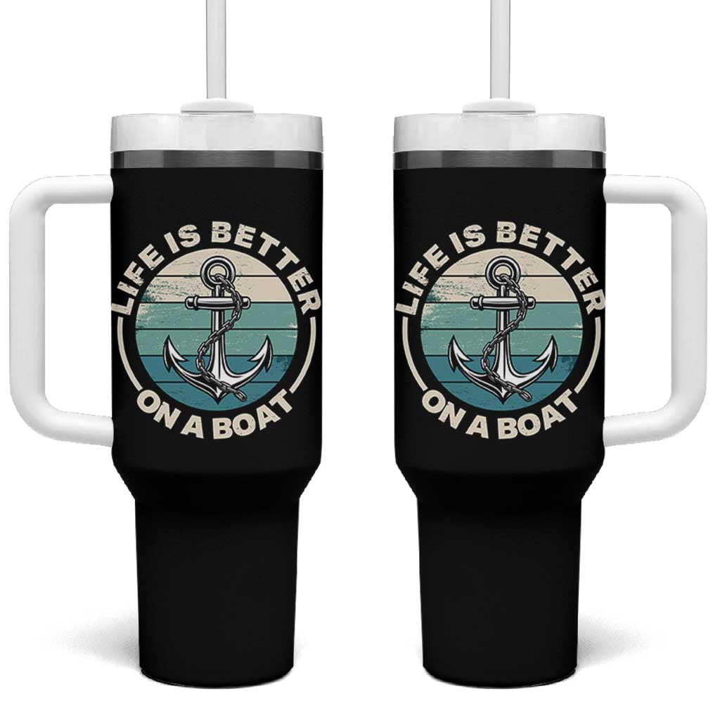 Funny Boating Tumbler With Handle Life Is Better On A Boat - Wonder Print Shop