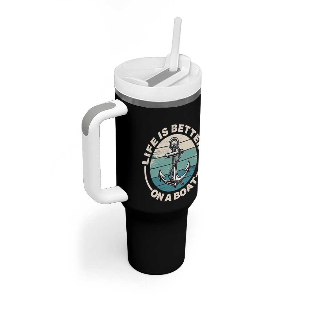 Funny Boating Tumbler With Handle Life Is Better On A Boat - Wonder Print Shop