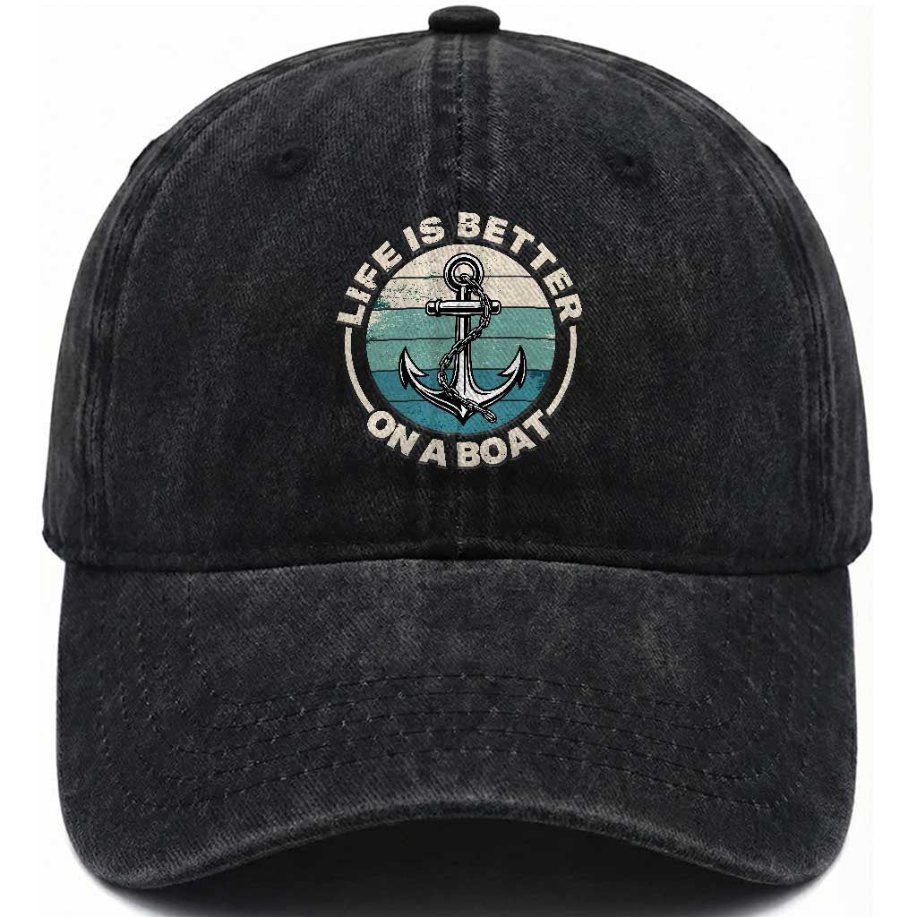 Funny Boating Washed Cotton Baseball Cap Life Is Better On A Boat