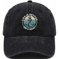 Funny Boating Washed Cotton Baseball Cap Life Is Better On A Boat