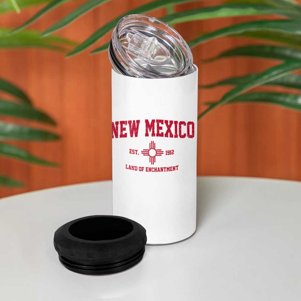 Vintage New Mexico Flag Zia Sun Souvenir 4 in 1 Can Cooler Tumbler