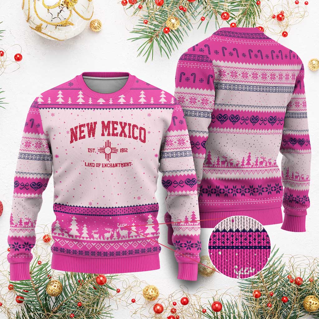 Vintage New Mexico Flag Zia Sun Souvenir Ugly Christmas Sweater