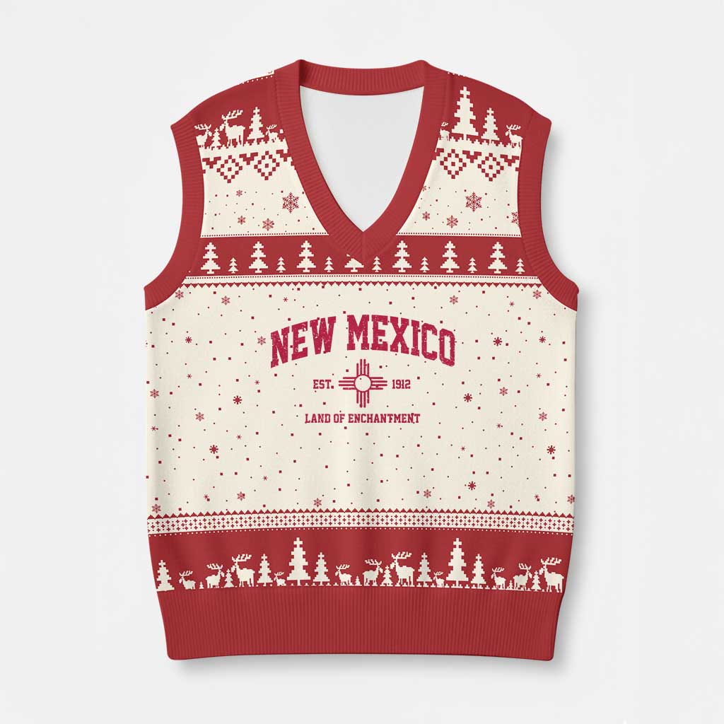 Vintage New Mexico Flag Zia Sun Souvenir V-Neck Knit Sweater Vest