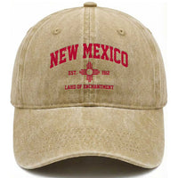 Vintage New Mexico Flag Zia Sun Souvenir Washed Cotton Baseball Cap