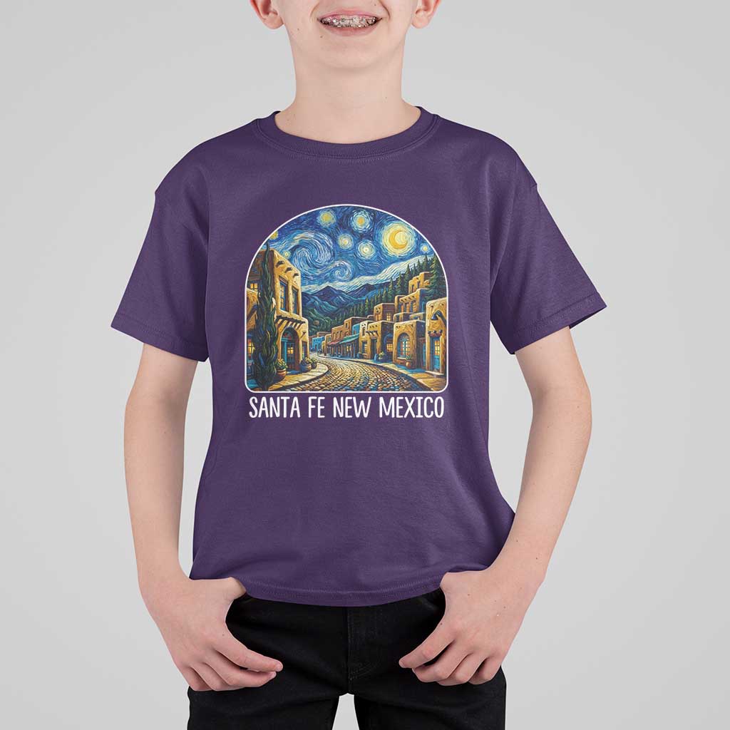 Santa Fe New Mexico Starry Night Style T Shirt For Kid