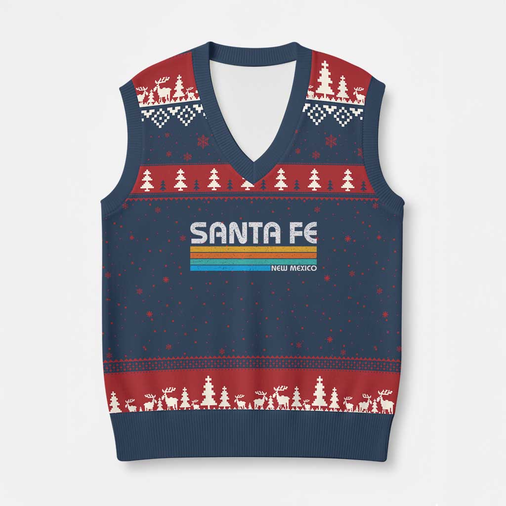 Retro Santa Fe New Mexico Distressed Souvenir V-Neck Knit Sweater Vest