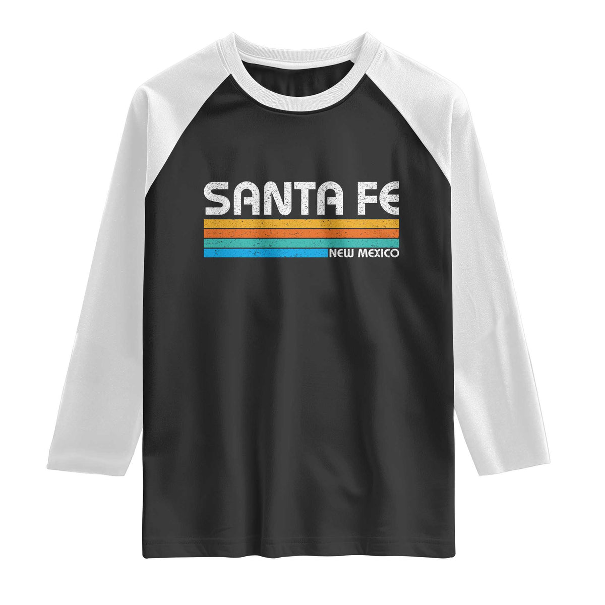 Retro Santa Fe New Mexico Distressed Souvenir Raglan Shirt
