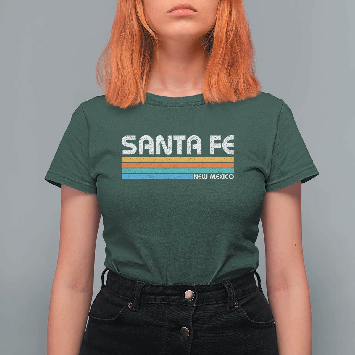 Retro Santa Fe New Mexico Distressed Souvenir T Shirt For Women