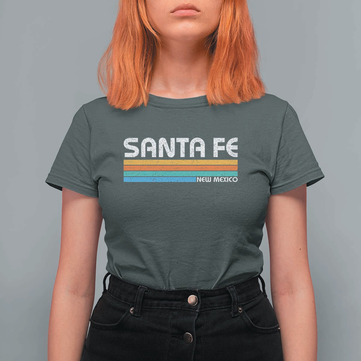 Retro Santa Fe New Mexico Distressed Souvenir T Shirt For Women