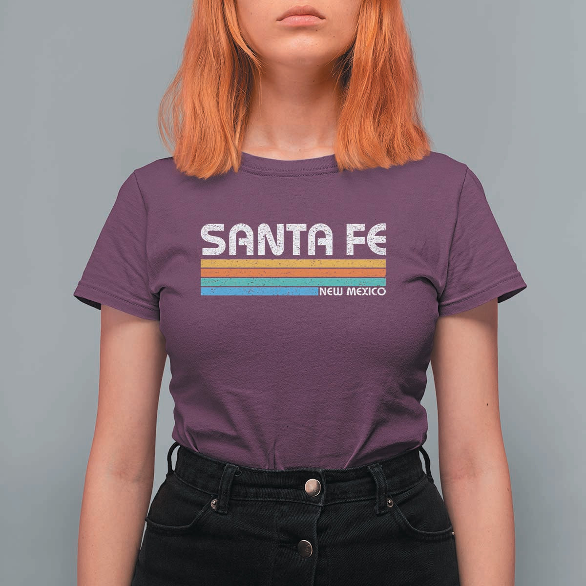 Retro Santa Fe New Mexico Distressed Souvenir T Shirt For Women
