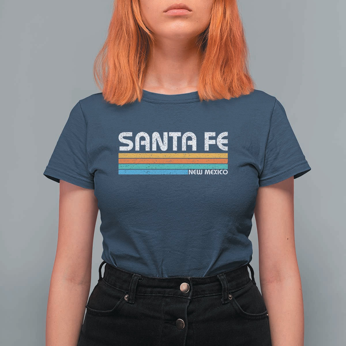 Retro Santa Fe New Mexico Distressed Souvenir T Shirt For Women