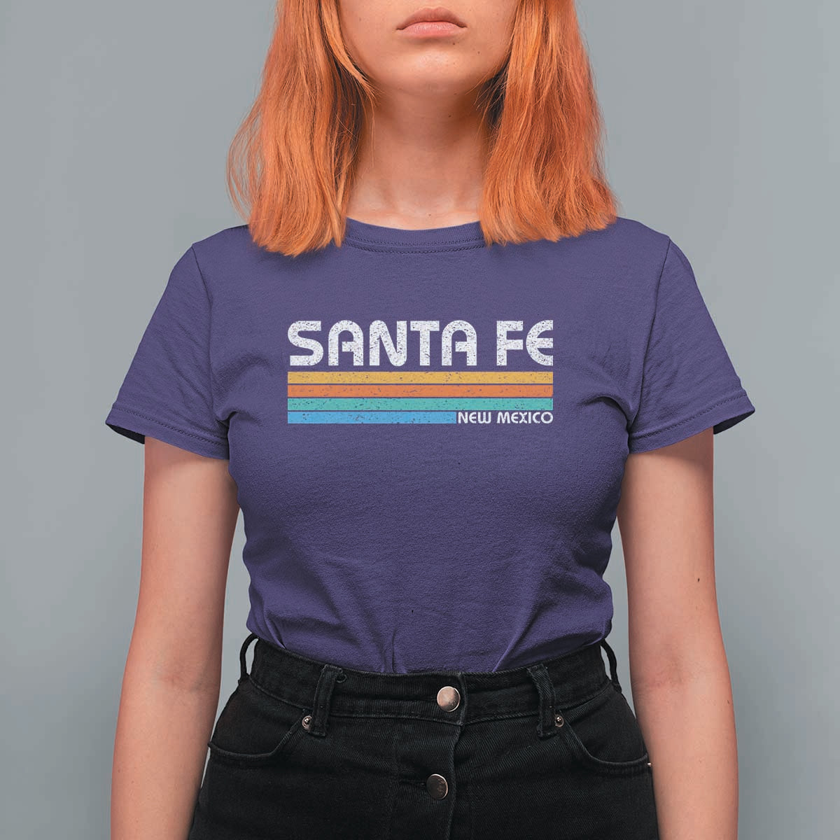 Retro Santa Fe New Mexico Distressed Souvenir T Shirt For Women