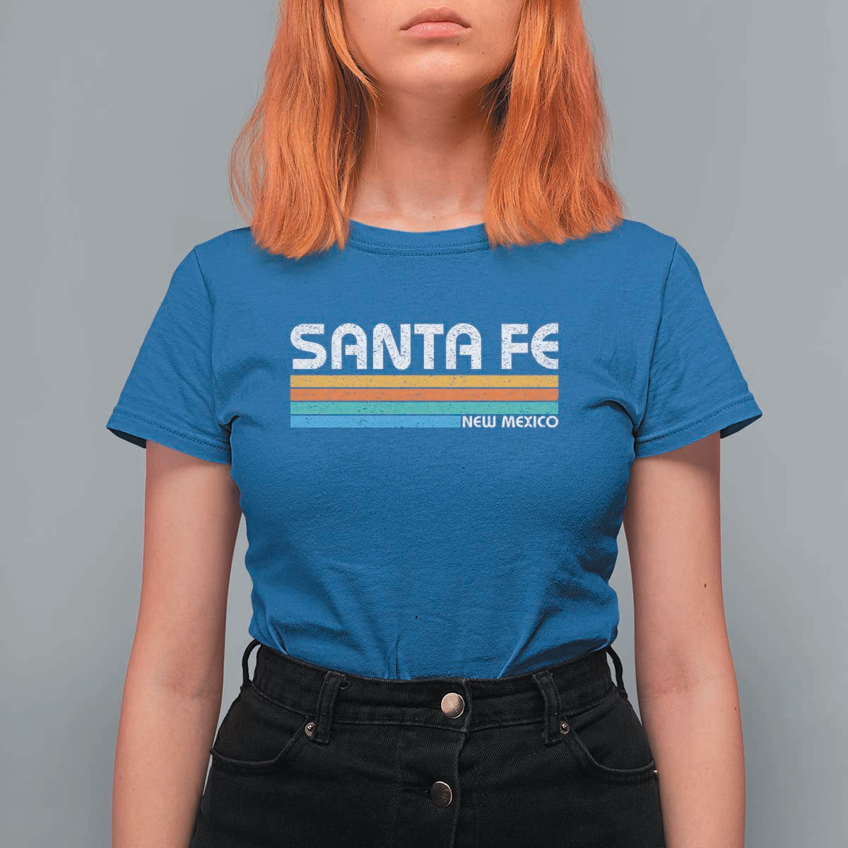Retro Santa Fe New Mexico Distressed Souvenir T Shirt For Women