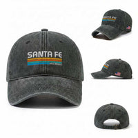 Retro Santa Fe New Mexico Distressed Souvenir Washed Cotton Baseball Cap