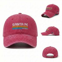 Retro Santa Fe New Mexico Distressed Souvenir Washed Cotton Baseball Cap