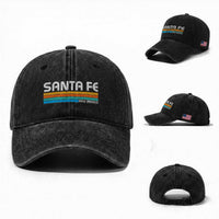 Retro Santa Fe New Mexico Distressed Souvenir Washed Cotton Baseball Cap