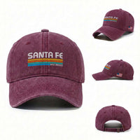 Retro Santa Fe New Mexico Distressed Souvenir Washed Cotton Baseball Cap