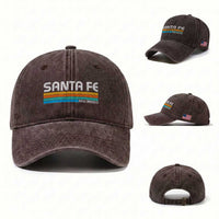 Retro Santa Fe New Mexico Distressed Souvenir Washed Cotton Baseball Cap