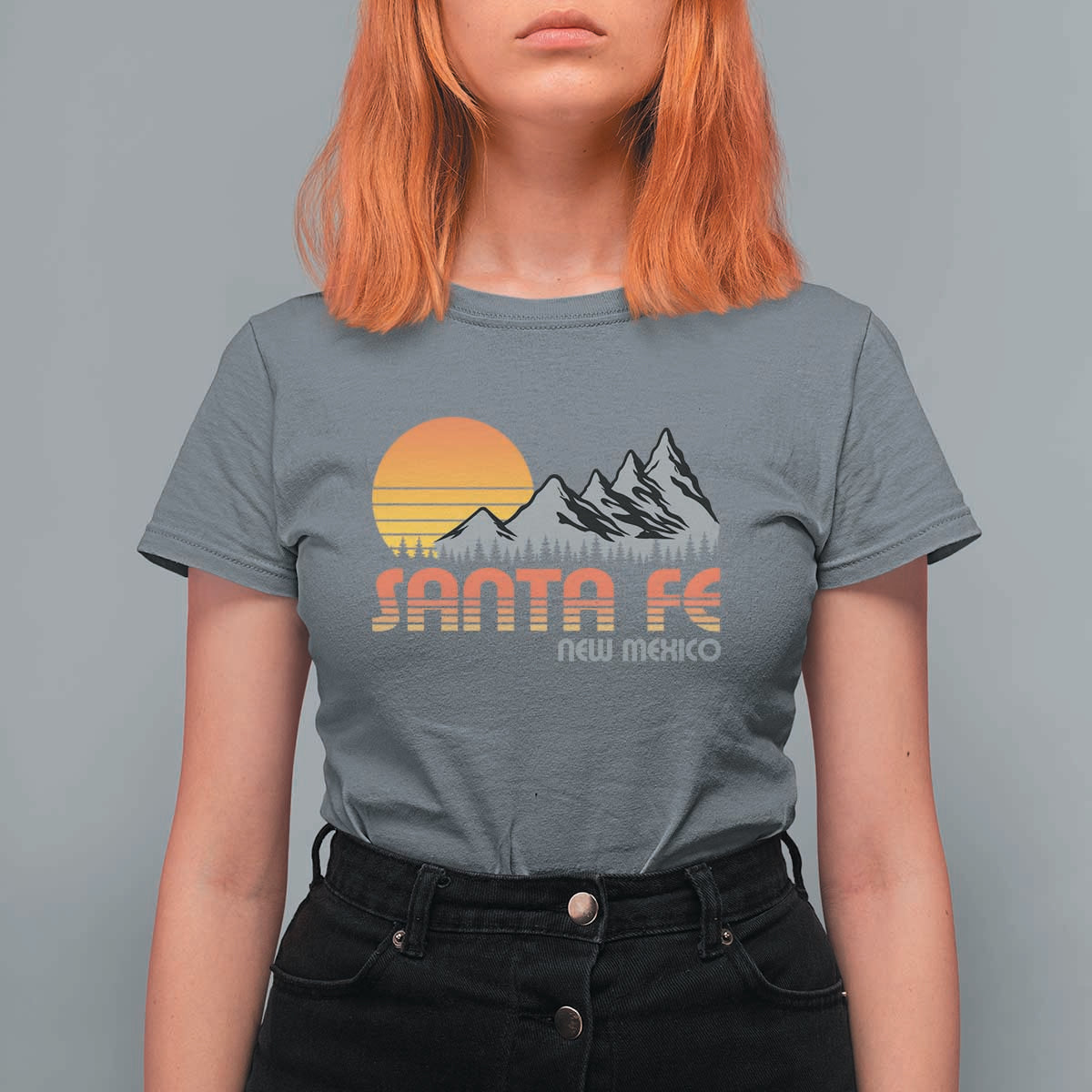 Retro Santa Fe New Mexico Mountain Southwest T Shirt For Women