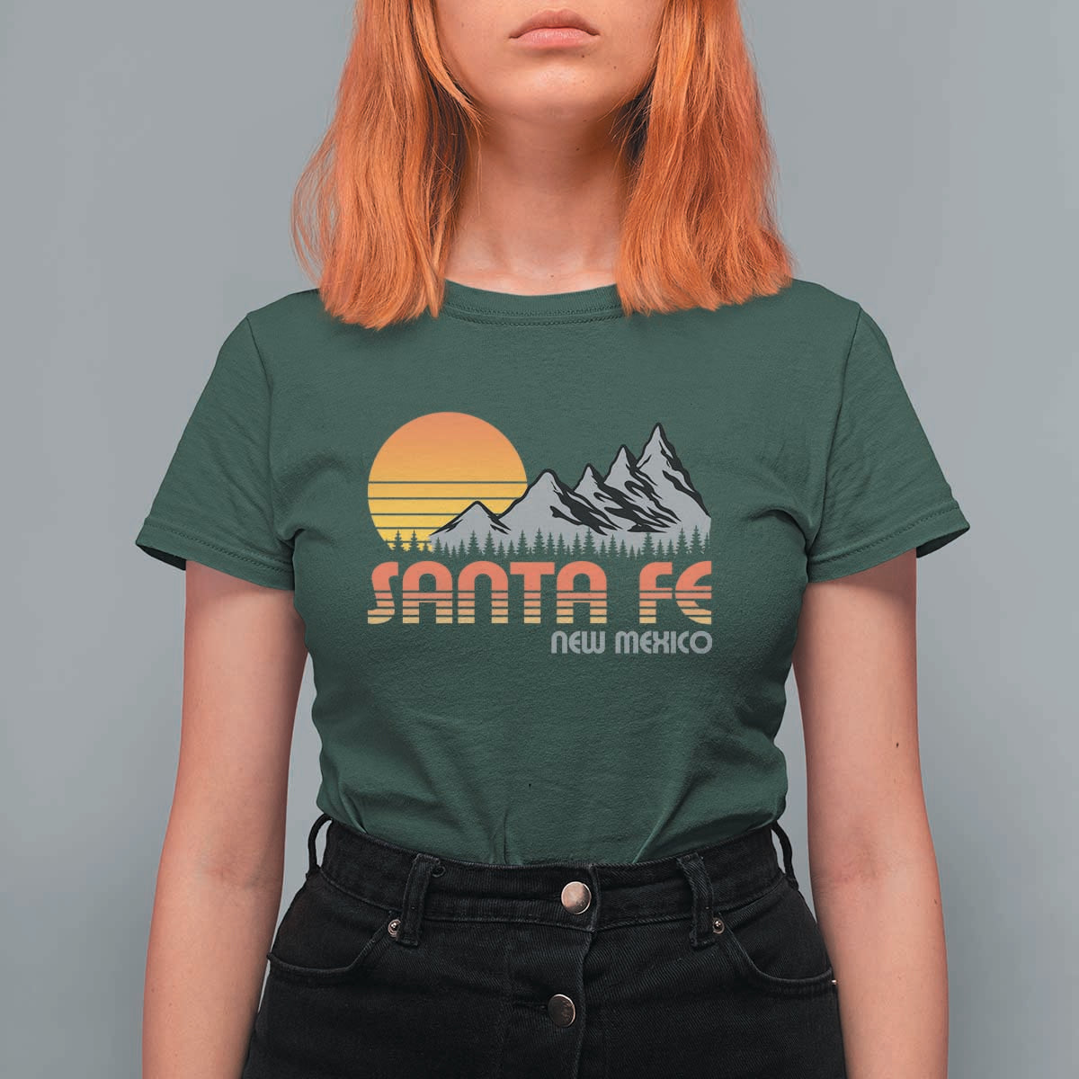 Retro Santa Fe New Mexico Mountain Southwest T Shirt For Women