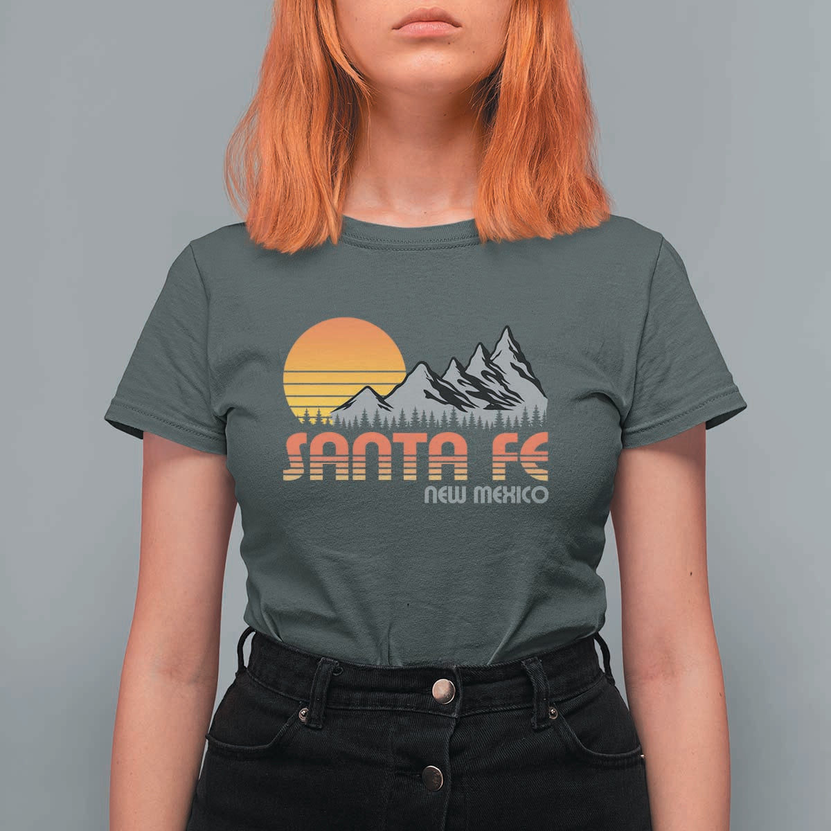 Retro Santa Fe New Mexico Mountain Southwest T Shirt For Women