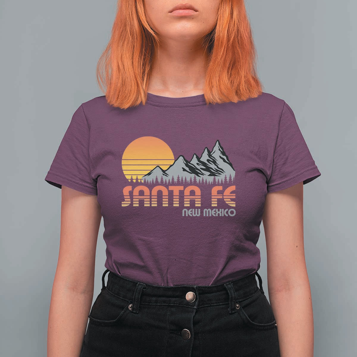 Retro Santa Fe New Mexico Mountain Southwest T Shirt For Women