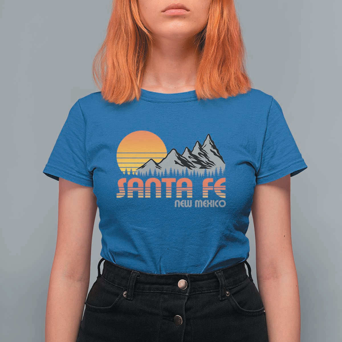 Retro Santa Fe New Mexico Mountain Southwest T Shirt For Women