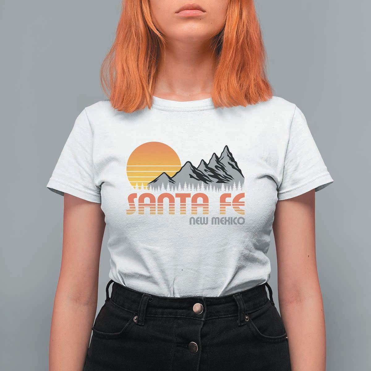 Retro Santa Fe New Mexico Mountain Southwest T Shirt For Women